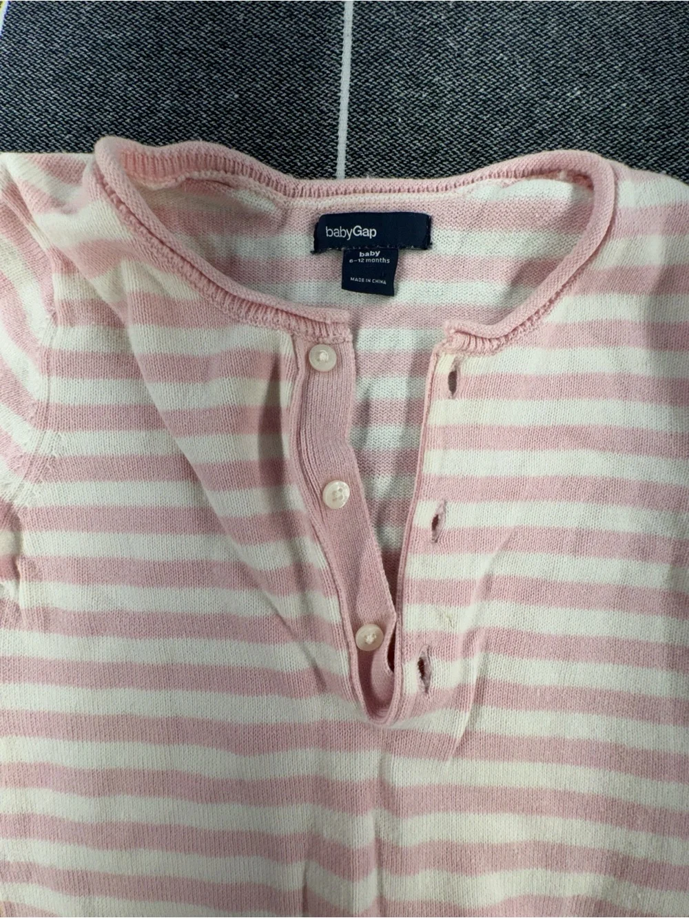 GAP baby pink and cream striped knit jumper
